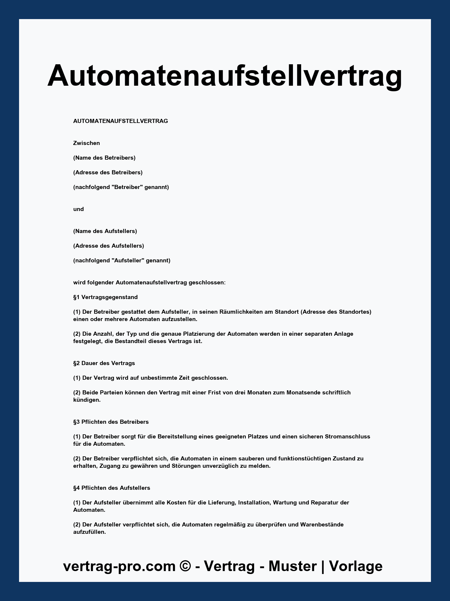 Automatenaufstellvertrag - PDF
