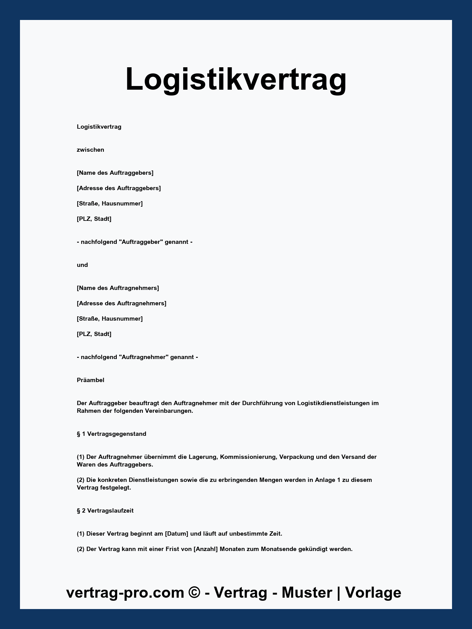 Logistikvertrag Muster